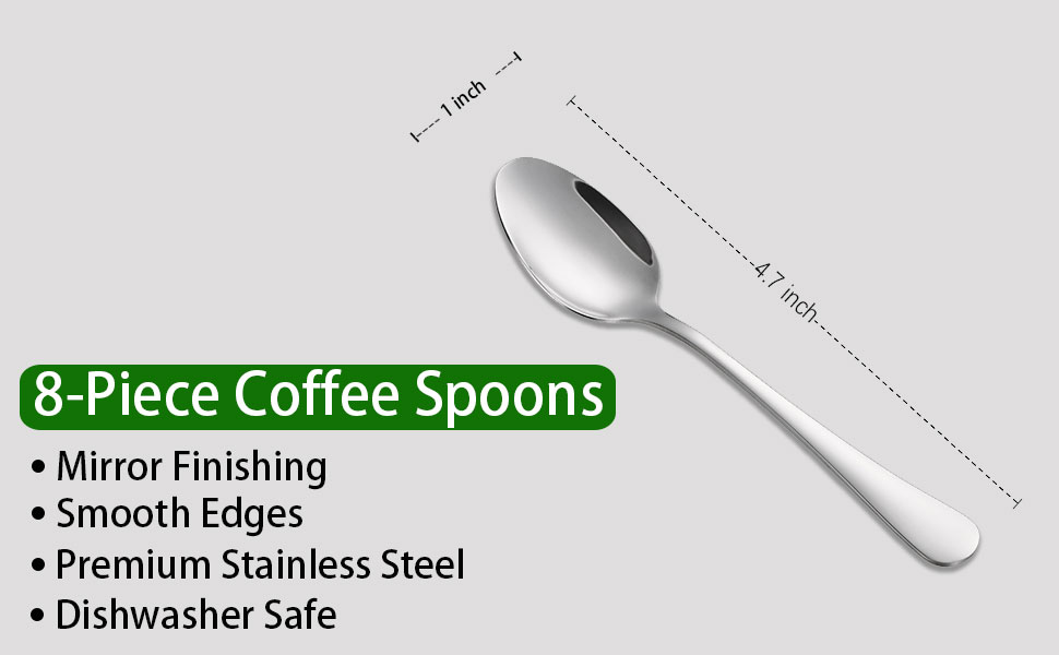 4.7 Inch Tea & Coffee Spoons,Set Of 8 Stainless Steel Espresso Spoons,Dishwasher Safe Small Spoon For Dessert Cake,Durable Metal Mini Spoon