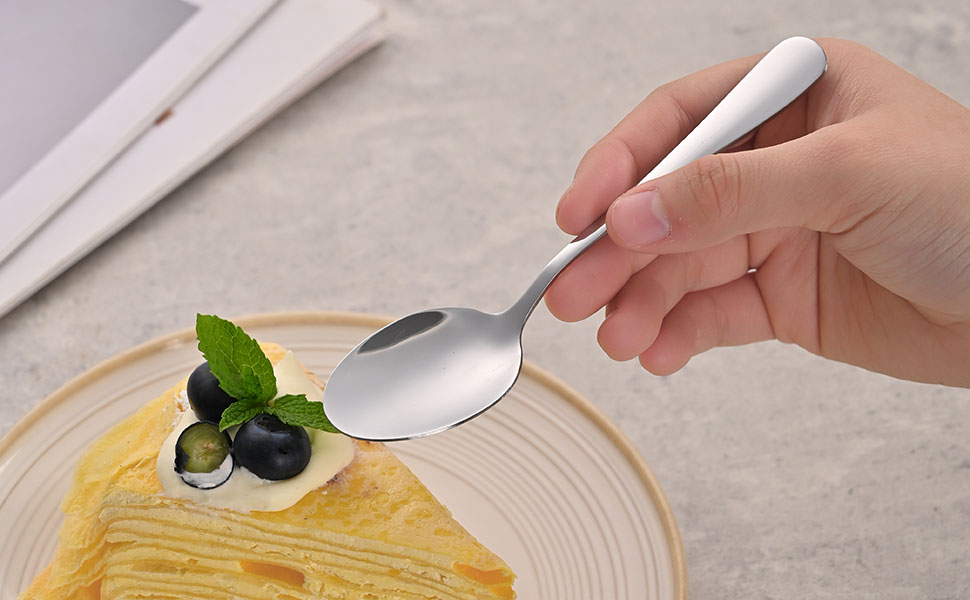 4.7 Inch Tea & Coffee Spoons,Set Of 8 Stainless Steel Espresso Spoons,Dishwasher Safe Small Spoon For Dessert Cake,Durable Metal Mini Spoon