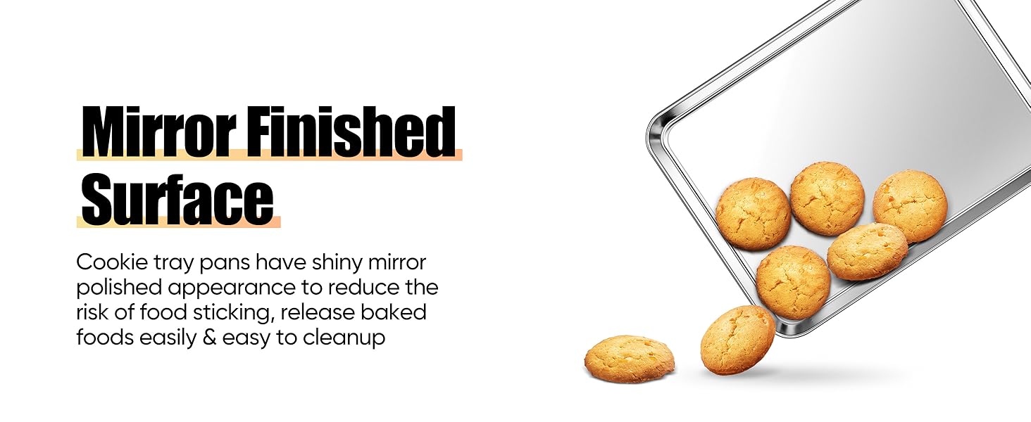 Homikit 2 Pack Baking Sheet, 9 x 13 Inches Stainless Steel Quarter Sheet Pan Set for Baking Cooking Toasting, Metal Cookie Tray Fits Toaster Oven, Non Stick & Rust Free, Dishwasher Safe