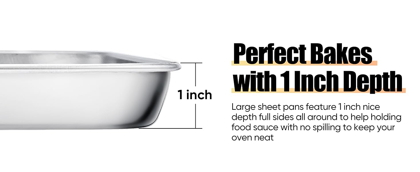 Homikit 2 Pack Baking Sheet, 9 x 13 Inches Stainless Steel Quarter Sheet Pan Set for Baking Cooking Toasting, Metal Cookie Tray Fits Toaster Oven, Non Stick & Rust Free, Dishwasher Safe