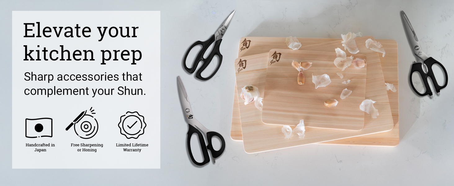 Shun 3-Piece Shear Set, Includes Multi Purpose, Kitchen and Herb Shears, Heavy Duty Cooking Scissors, Durable 420J2 Stainless Steel, Kitchen Shears Set for Professional and Home Chefs