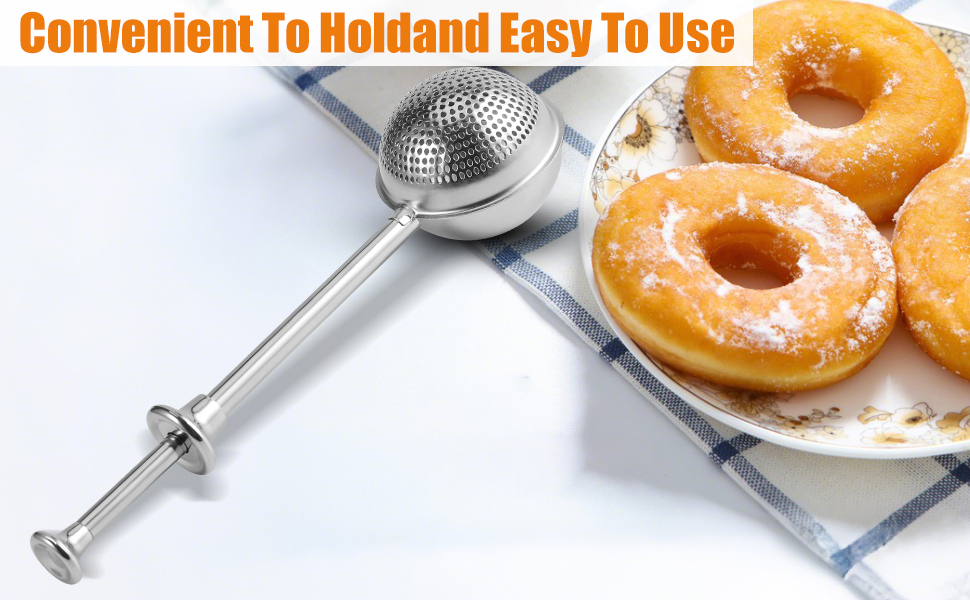 Flour Duster for Baking, 1 PCS Flour Sifter for Baking Powdered Sugar Shaker Duster, 304 Stainless Steel Dusting Wand Sprinkler and Tools，Spices and Tea Strainers (1)