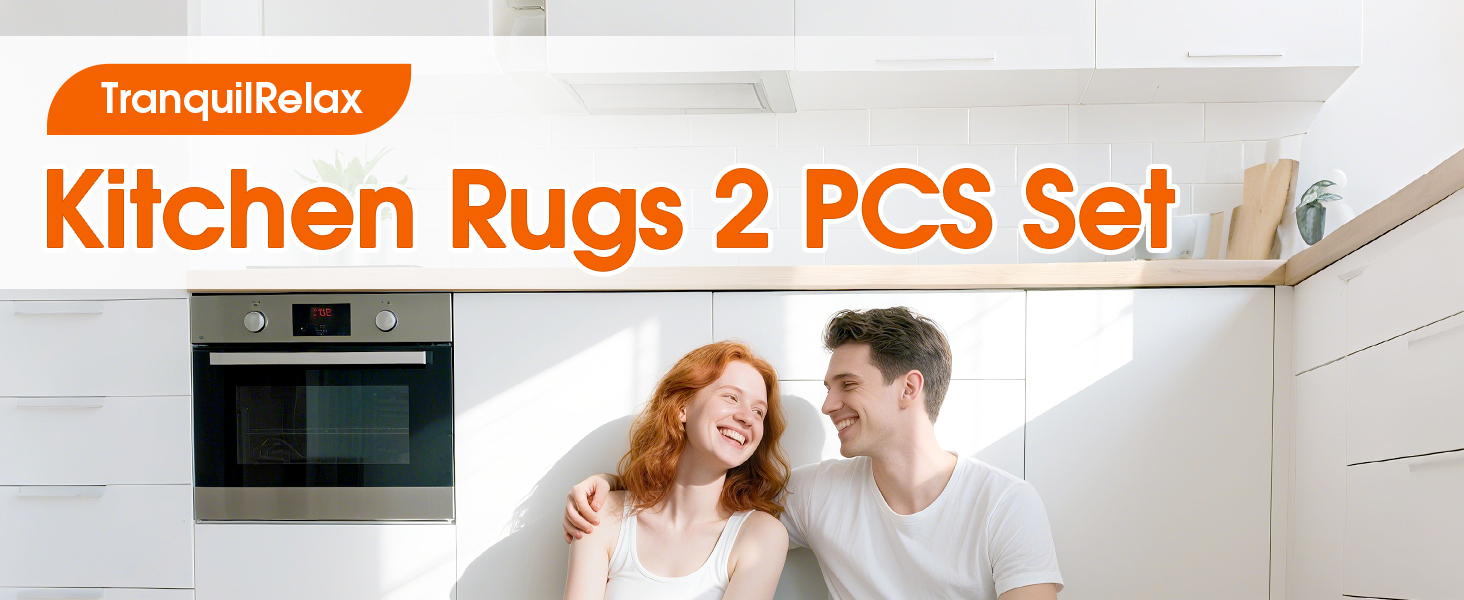 Kitchen Mats, 2PCS Kitchen Rugs, Cushioned Anti Fatigue Kitchen Mats for Floor, Non-Slip Standing Sink Mat, Waterproof Kitchen Rug Set for Kitchen Floor Office,17.3