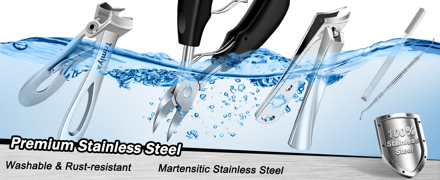 Toenail Clippers for Thick Toenails, Trimlyx Heavy Duty Toe Nail Clippers for Thick Nails for Seniors, Ingrown Nail Clippers for Men, Large Slanted Nail Clippers for Seniors Thick Nails 5Pcs