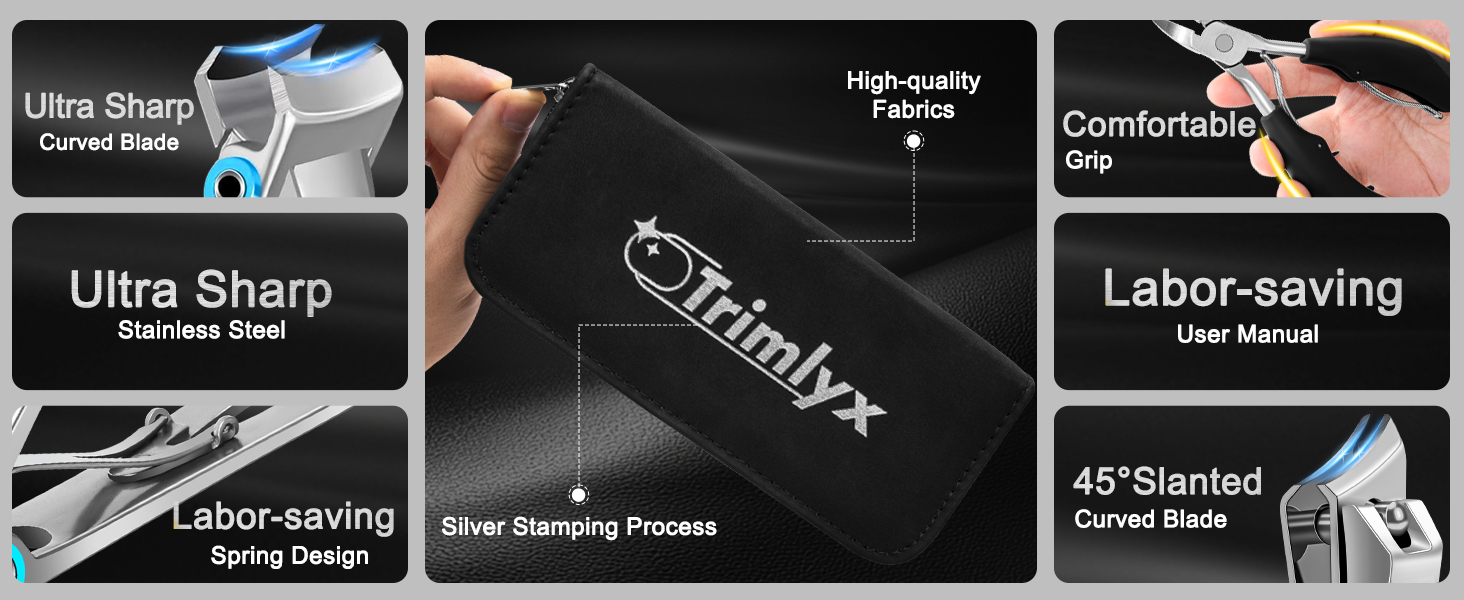 Toenail Clippers for Thick Toenails, Trimlyx Heavy Duty Toe Nail Clippers for Thick Nails for Seniors, Ingrown Nail Clippers for Men, Large Slanted Nail Clippers for Seniors Thick Nails 5Pcs