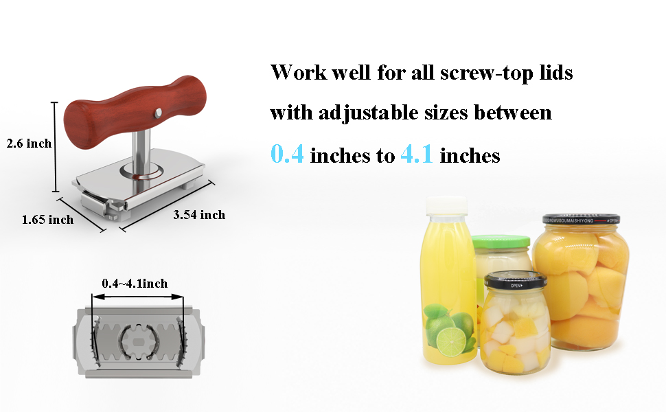 Jar Opener for Seniors with Arthritis & Weak Hands, Easy Twist Jar Openers, Adjustable Multifunctional Jar Lid Opener, Jar Bottle Cap Opener Gripper, Useful Gifts for Elderly/Women/Men (Wood Handle)