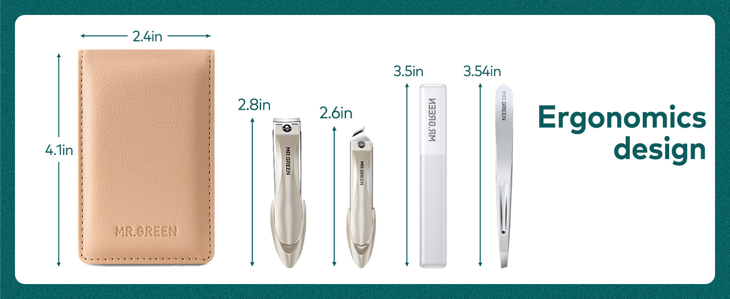 MR.GREEN 4Pcs Nail Clippers Set, Upgraded Anti-Splash Nail Clippers with Nail File and Tweezers, Professional Fingernail Toe Nail Clippers, Portable Manicure Nail Kit with Premium Case for Men& Women