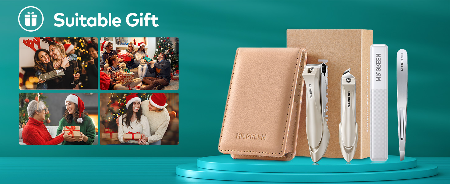 MR.GREEN 4Pcs Nail Clippers Set, Upgraded Anti-Splash Nail Clippers with Nail File and Tweezers, Professional Fingernail Toe Nail Clippers, Portable Manicure Nail Kit with Premium Case for Men& Women