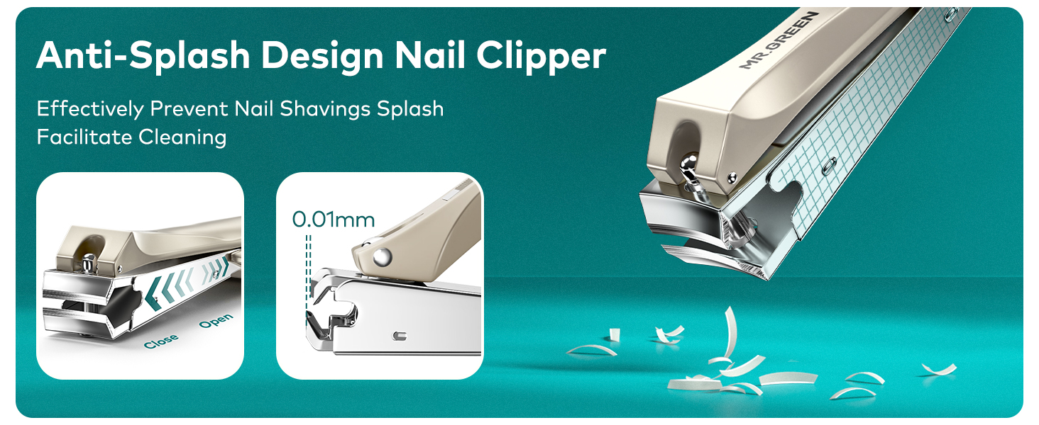 MR.GREEN 4Pcs Nail Clippers Set, Upgraded Anti-Splash Nail Clippers with Nail File and Tweezers, Professional Fingernail Toe Nail Clippers, Portable Manicure Nail Kit with Premium Case for Men& Women