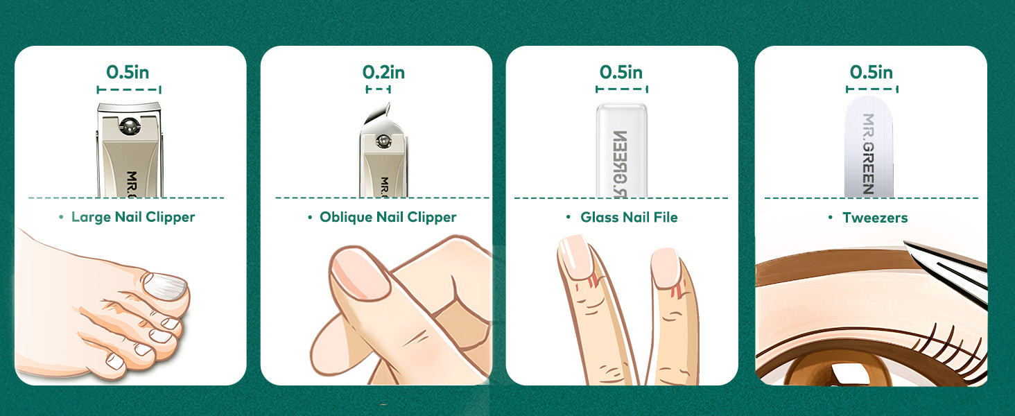 MR.GREEN 4Pcs Nail Clippers Set, Upgraded Anti-Splash Nail Clippers with Nail File and Tweezers, Professional Fingernail Toe Nail Clippers, Portable Manicure Nail Kit with Premium Case for Men& Women