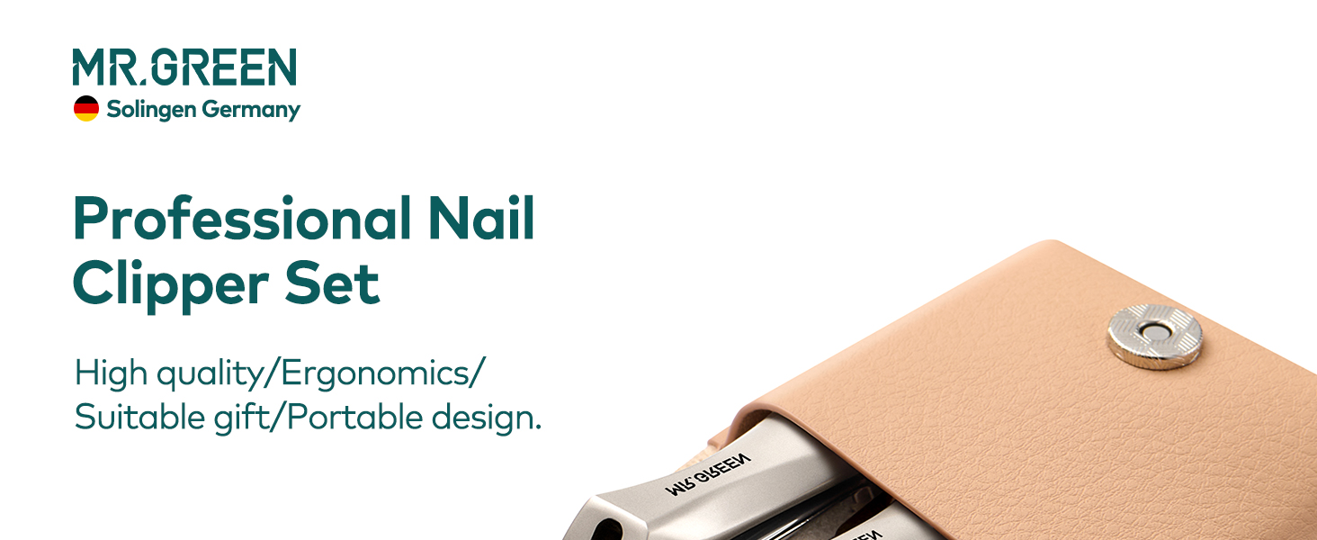 MR.GREEN 4Pcs Nail Clippers Set, Upgraded Anti-Splash Nail Clippers with Nail File and Tweezers, Professional Fingernail Toe Nail Clippers, Portable Manicure Nail Kit with Premium Case for Men& Women