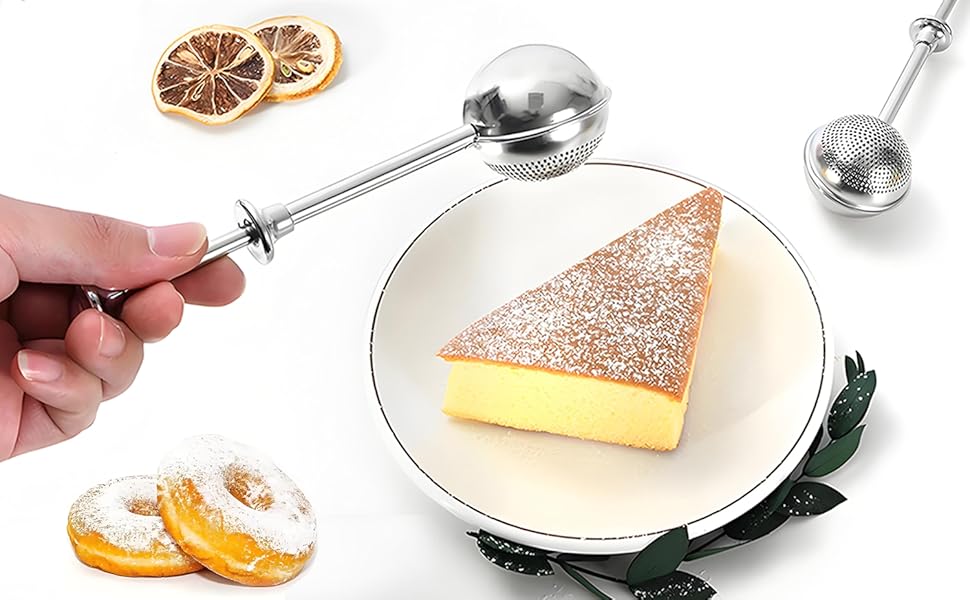 Powdered Sugar Shaker Duster Flour Sifter, Stainless Steel Fine Mesh Sifter and Operated Handle Flour Duster for Baking Sugar Tea Spices Strainers