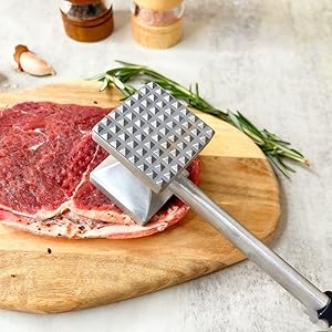 Meat Tenderizer, Heavy Duty and Sturdy Meat Hammer, Masher, Kitchen Double Sided Meat Tenderizer Tool for Tenderizing Steak, Beef, Chicken, and Nuts