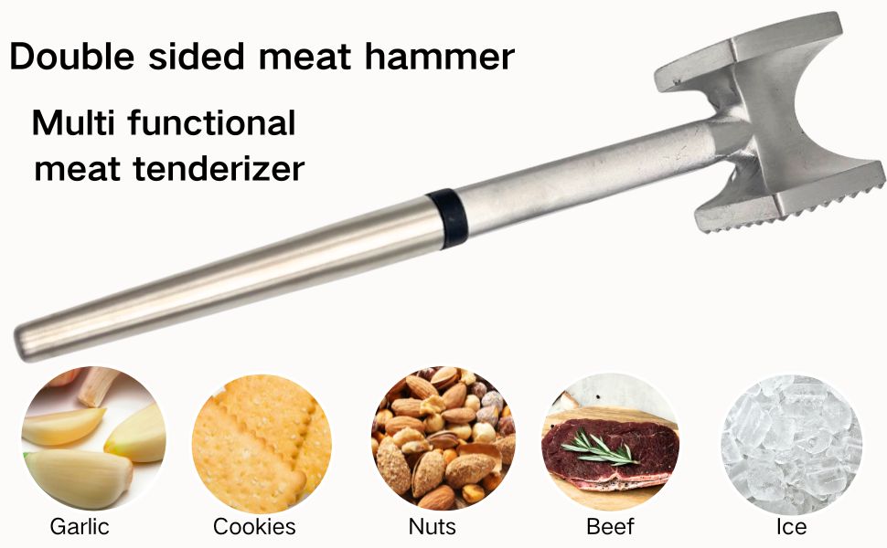 Meat Tenderizer, Heavy Duty and Sturdy Meat Hammer, Masher, Kitchen Double Sided Meat Tenderizer Tool for Tenderizing Steak, Beef, Chicken, and Nuts