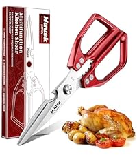 HUUSK Kitchen Scissors All Purpose - Stainless Steel Kitchen Shear, Sharp Silver Meat Scissors Dishwasher Safe, Heavy Duty Poultry Shears, Japanese Cooking Scissor for Food, Christmas Gifts for Women