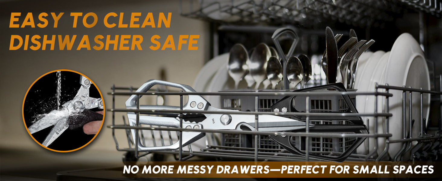 HUUSK Kitchen Shears Set Upgraded - Stainless Steel Kitchen Scissors, Sharp Meat Scissors, Heavy Duty Poultry Shear, Japanese Cooking Scissor for Food, Dishwasher Safe, Christmas Gifts for Men Women