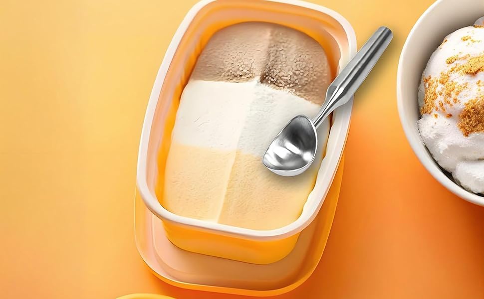 Stainless Steel Ice Cream Scoop - Heavy Duty Heater with Ergonomic Grip, Dishwasher Safe - Best for Ice Cream & Cookie Dough, Silvery, 1Pcs