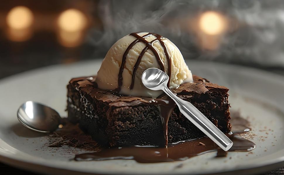 Stainless Steel Ice Cream Scoop - Heavy Duty Heater with Ergonomic Grip, Dishwasher Safe - Best for Ice Cream & Cookie Dough, Silvery, 1Pcs