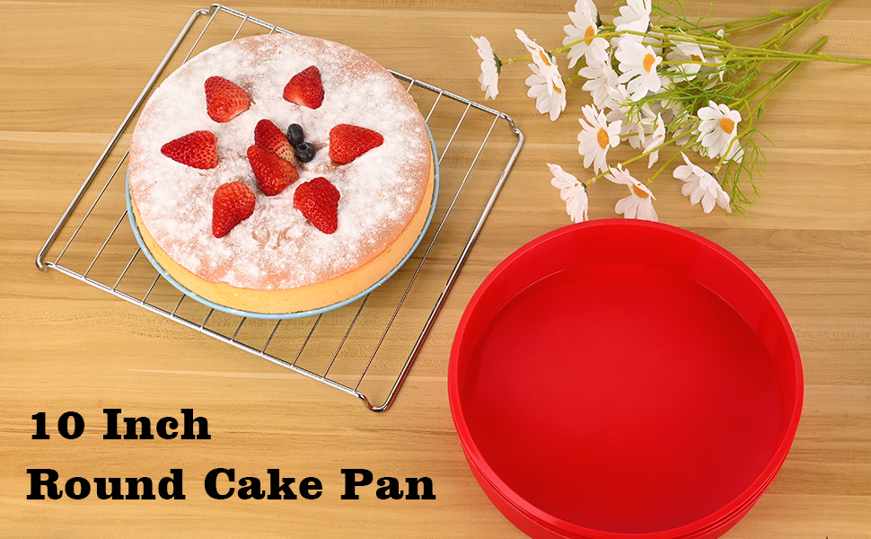 HUAKENER 4 Inch Cake Pan, 4 Pack Silicone Cake Molds with 100 Pieces Parchment Paper, Nonstick Round Cake Pan for Smash Cakes, Layer Cakes, Cheese Caks, Chocolate Cakes