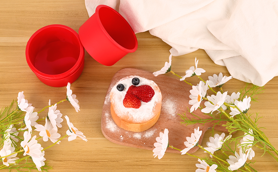 HUAKENER 4 Inch Cake Pan, 4 Pack Silicone Cake Molds with 100 Pieces Parchment Paper, Nonstick Round Cake Pan for Smash Cakes, Layer Cakes, Cheese Caks, Chocolate Cakes