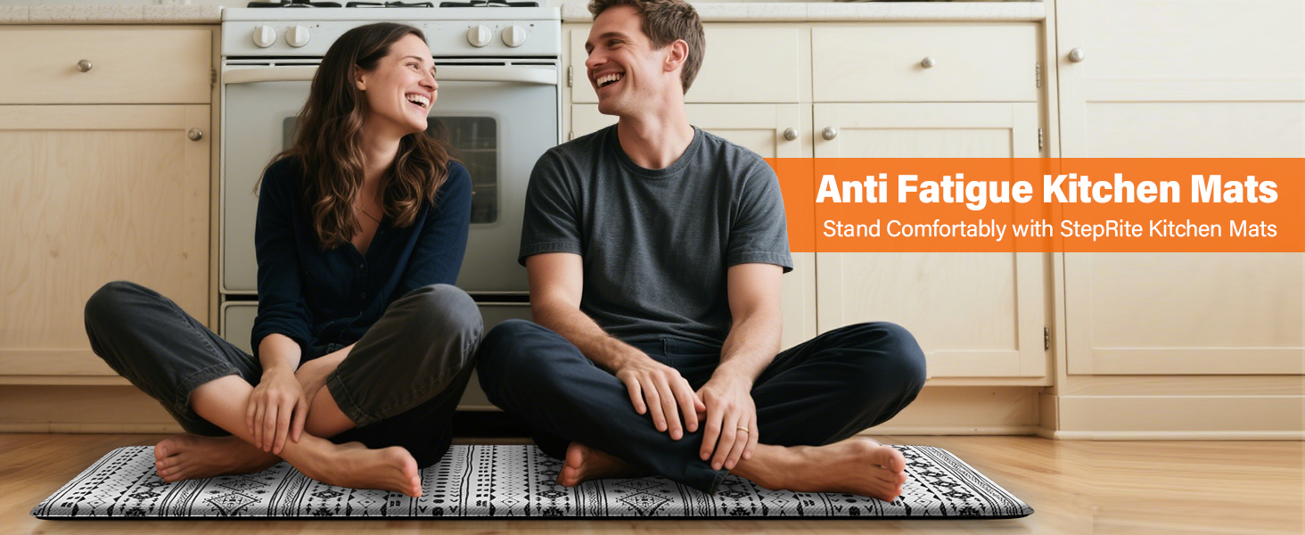 StepRite Kitchen Mats for Floor, Kitchen Rugs Sets of 2, Non-Slip Washable Kitchen Decor Rugs, Anti Fatigue Mats for Kitchen Floor, Sink, Office, Laundry, 17.3