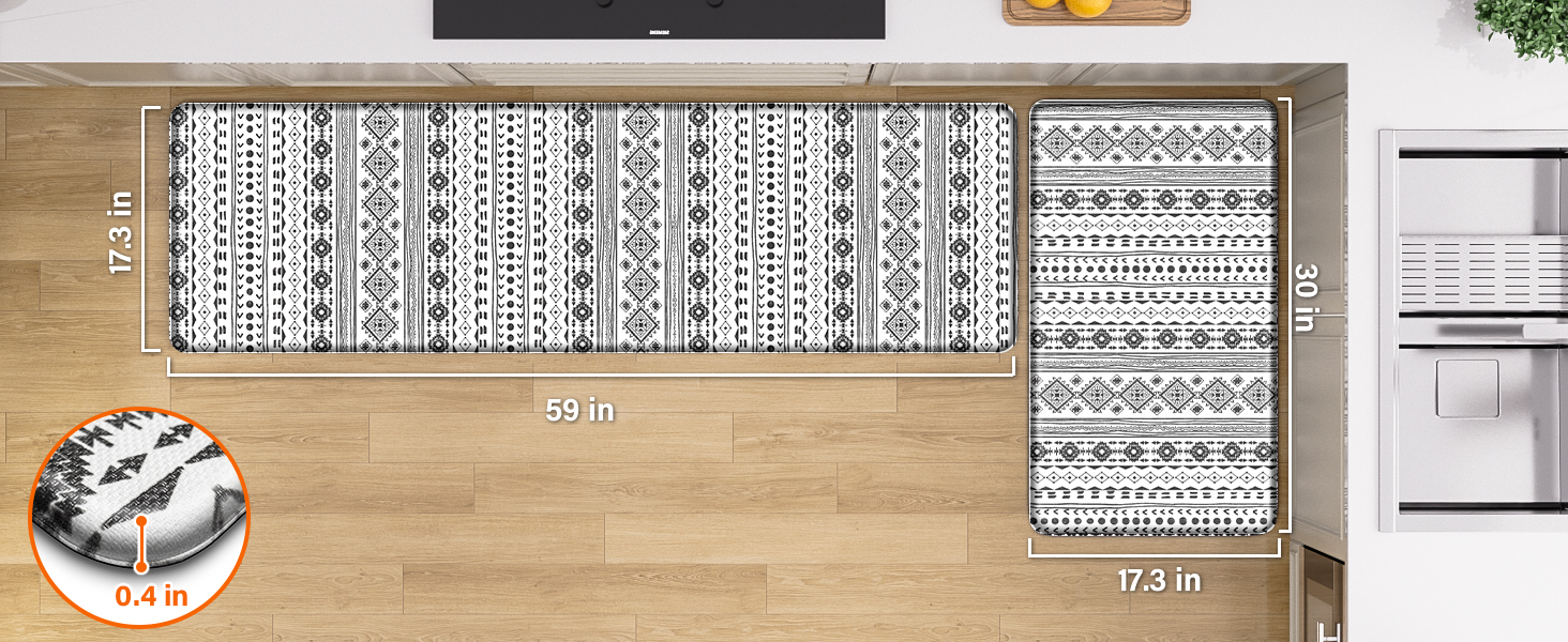 StepRite Kitchen Mats for Floor, Kitchen Rugs Sets of 2, Non-Slip Washable Kitchen Decor Rugs, Anti Fatigue Mats for Kitchen Floor, Sink, Office, Laundry, 17.3