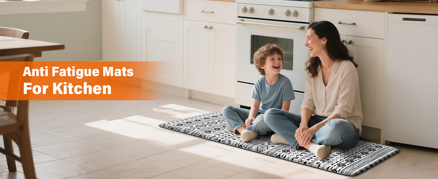 StepRite Kitchen Mats for Floor, Kitchen Rugs Sets of 2, Non-Slip Washable Kitchen Decor Rugs, Anti Fatigue Mats for Kitchen Floor, Sink, Office, Laundry, 17.3