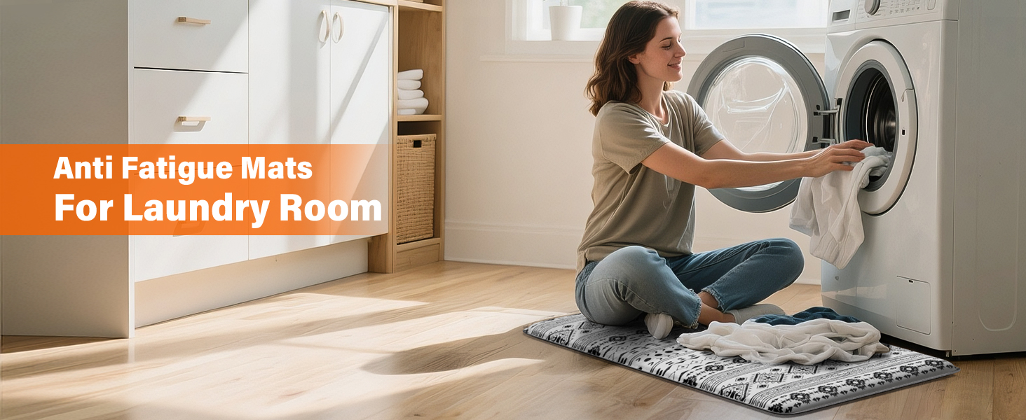 StepRite Kitchen Mats for Floor, Kitchen Rugs Sets of 2, Non-Slip Washable Kitchen Decor Rugs, Anti Fatigue Mats for Kitchen Floor, Sink, Office, Laundry, 17.3