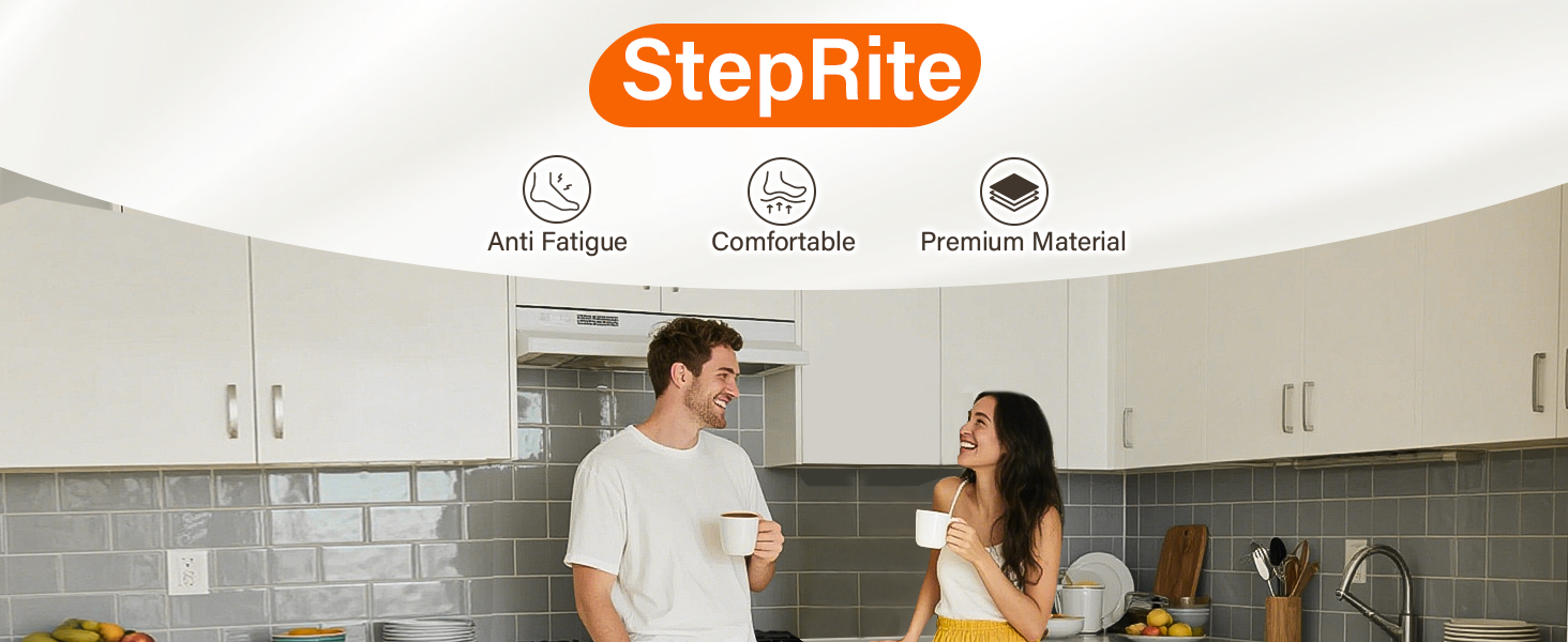 StepRite Kitchen Mats for Floor, Kitchen Rugs Sets of 2, Non-Slip Washable Kitchen Decor Rugs, Anti Fatigue Mats for Kitchen Floor, Sink, Office, Laundry, 17.3