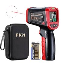 FKM Infrared Thermometer Gun Non-Contact Laser Temperature Gun,-58°F~986°F(-50°C~530°C) AdjustableEmissivity,Digital Thermometer Gun for Industrial,Kitchen Cooking,Oven,Automotive,HVAC,Not for Human