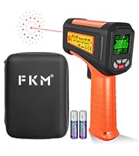 FKM Infrared Thermometer Gun Non-Contact Laser Temperature Gun,-58°F~986°F(-50°C~530°C) AdjustableEmissivity,Digital Thermometer Gun for Industrial,Kitchen Cooking,Oven,Automotive,HVAC,Not for Human