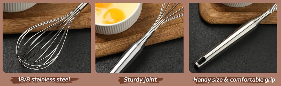 Stainless Steel Whisk Metal Whisk Balloon Wire Baking Whisks for Cooking Kitchen Whisking Beating Blending 12inch,Dishwasher Safe