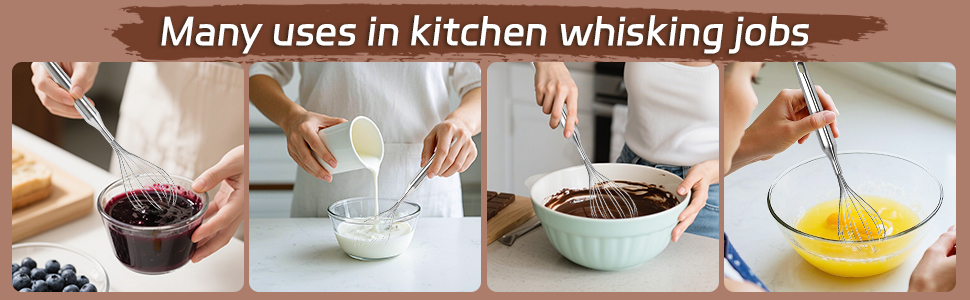 Stainless Steel Whisk Metal Whisk Balloon Wire Baking Whisks for Cooking Kitchen Whisking Beating Blending 12inch,Dishwasher Safe