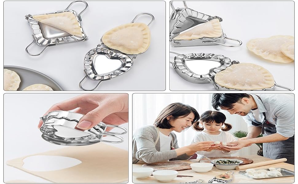 Dumpling Maker Empanada Maker Press: Heart Shaped Stainless Steel Dumpling Pie Mold Machine with Handle for Empanada Ravioli Pierogi Hand Pie 7.36 Inches