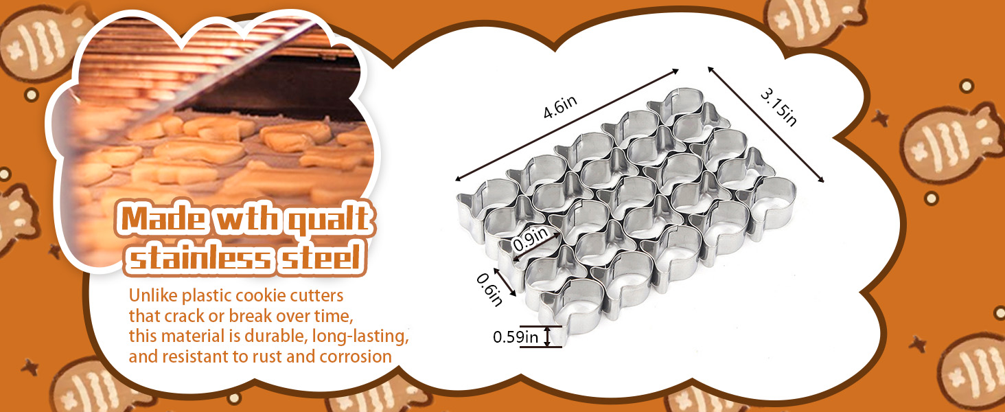 Cracker Cutter for Gold Fish,Stainless Steels Small Cookie Cutters,25 Cavity Fish Cookie Cutter,Mini Gold Molds for Crackers,Non-stick Dough
