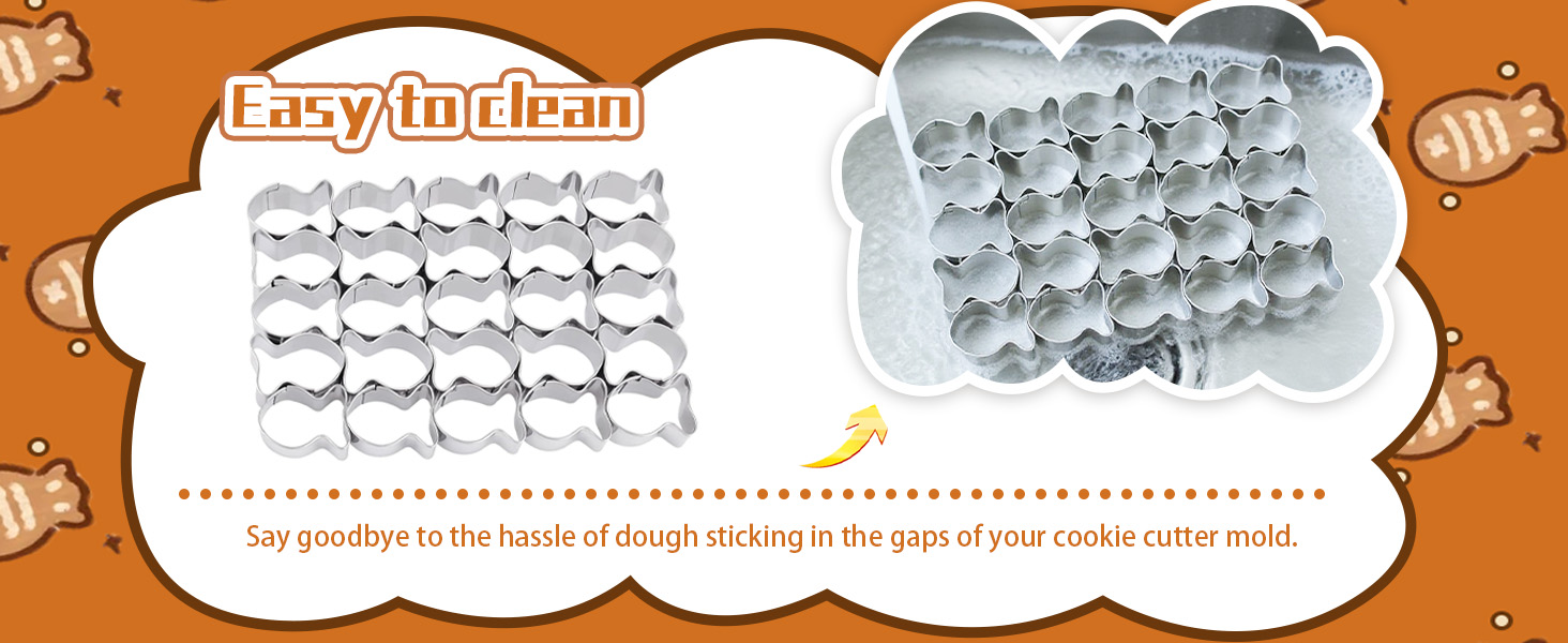 Cracker Cutter for Gold Fish,Stainless Steels Small Cookie Cutters,25 Cavity Fish Cookie Cutter,Mini Gold Molds for Crackers,Non-stick Dough