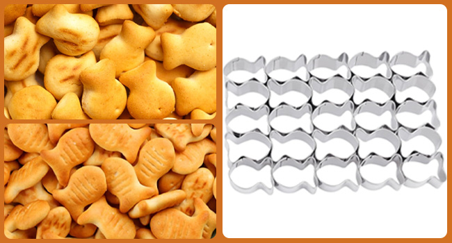 Cracker Cutter for Gold Fish,Stainless Steels Small Cookie Cutters,25 Cavity Fish Cookie Cutter,Mini Gold Molds for Crackers,Non-stick Dough