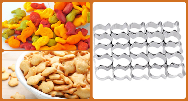 Cracker Cutter for Gold Fish,Stainless Steels Small Cookie Cutters,25 Cavity Fish Cookie Cutter,Mini Gold Molds for Crackers,Non-stick Dough