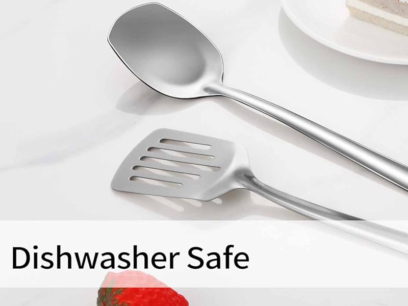 Lazycorner Cooking Utensil Set 11 Pcs Stainless Steel Kitchen Utensils Set Wok Utensils Kitchen Tool Set Spatula Set Heat Resistant Metal Kitchen Tools Ergonomic HandleEasy to Clean Dishwasher Safe