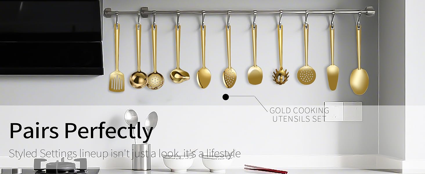 Lazycorner Cooking Utensil Set 11 Pcs Stainless Steel Kitchen Utensils Set Wok Utensils Kitchen Tool Set Spatula Set Heat Resistant Metal Kitchen Tools Ergonomic HandleEasy to Clean Dishwasher Safe