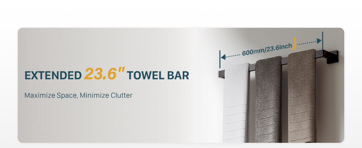 10-Piece 23.6 Inch Matte Black Bathroom Hardware Accessories Set, Bath Towel Bar Set, SUS304 Stainless Steel Toilet Paper Holder with Shelf, Towel Hooks, Towel Rings Wall Mounted