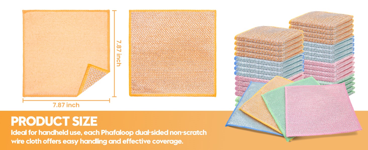 16 Pcs Multipurpose Wire Dishwashing Rags, Upgraded Dual-Sided Non Scratch Wire Dishcloth, Reusable Metal Wash Cloth, Steel Wool Cleaning Cloths for Kitchen, Cookware, Sinks, Stove Tops