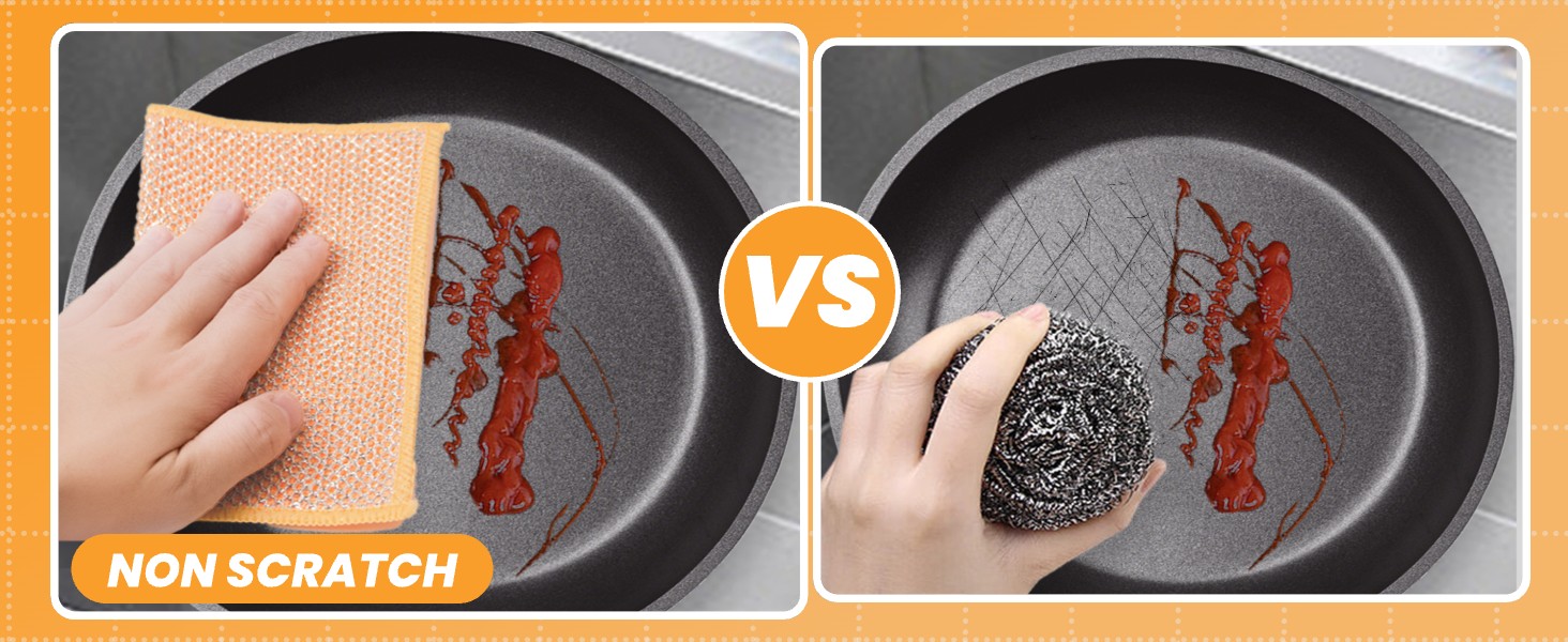 16 Pcs Multipurpose Wire Dishwashing Rags, Upgraded Dual-Sided Non Scratch Wire Dishcloth, Reusable Metal Wash Cloth, Steel Wool Cleaning Cloths for Kitchen, Cookware, Sinks, Stove Tops