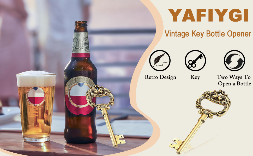 Vintage Key Bottle Opener for Bar Antique Style Beer Wine Openers Traditional Festival Dinner Cool Design Bartenders Cute Tools Men and Women Unique Present Idea