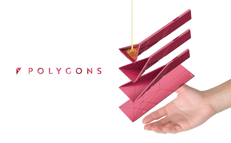 POLYGONS - Original Flat 3-in-1 Folding Measuring Spoons | 2 Spoons fold into 6 Sizes | Magnetic | DuraBend Tech lasts 100k+ folds | LeakProof for Wet & Dry | Gift Packaging | Baking/Cooking (Maroon)