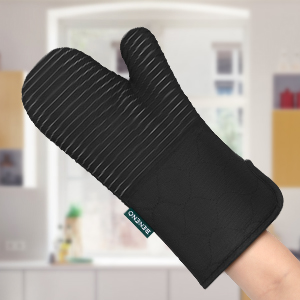 Beneno Kitchen Oven Mitts 2-Pack Heat Resistant to 500°F with Non-Slip Silicone Grip, Extra Long 14.3