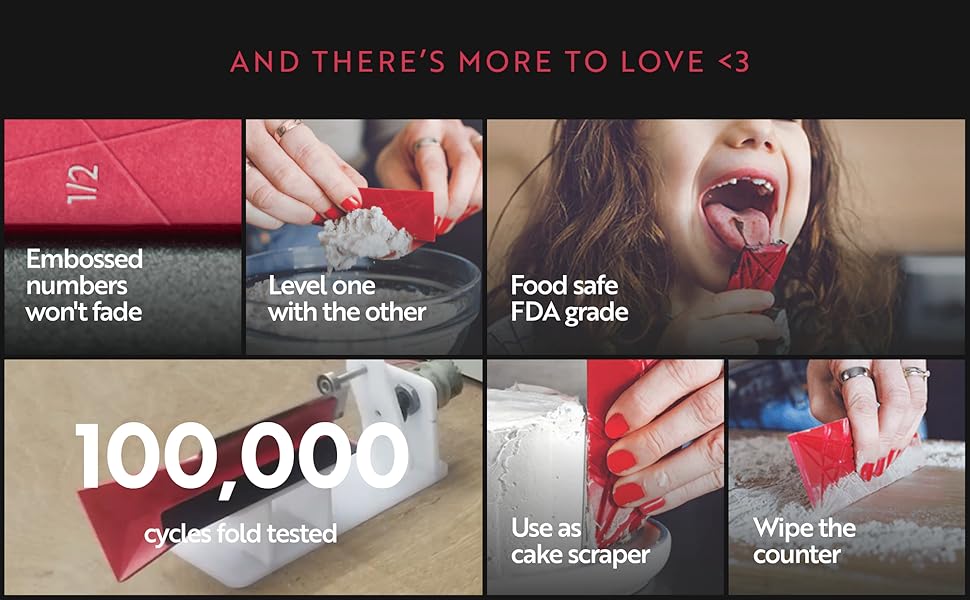 POLYGONS - Original Flat 3-in-1 Folding Measuring Spoons | 2 Spoons fold into 6 Sizes | Magnetic | DuraBend Tech lasts 100k+ folds | LeakProof for Wet & Dry | Gift Packaging | Baking/Cooking (Blue)