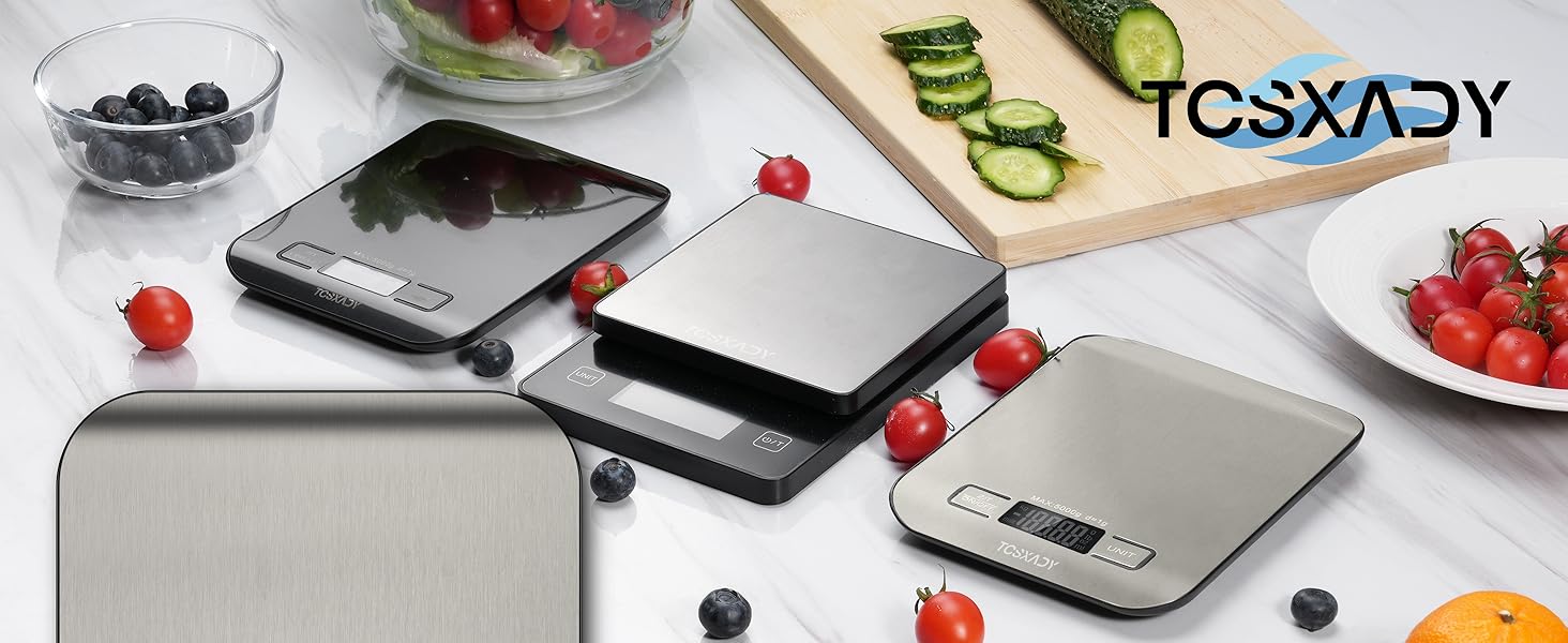 Food Scale, 11lb Digital Kitchen Scale with 6 Units LCD Display and Tare Function,Compact Design for Baking,Healthy Cooking,Meal Prep, 304 Stainless Steel