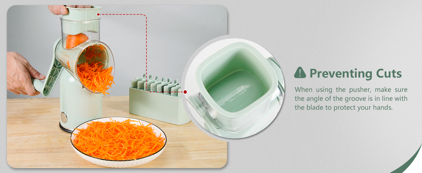 Rotary Cheese Grater with Handle: 5-in-1 Cheese Grater Hand Crank, Strong Suction Base for Fruit Vegetables Nuts with Blade Storage Box (Green)