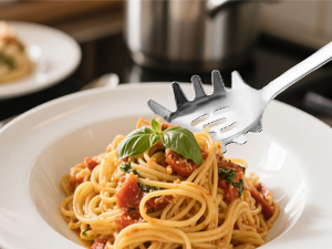 18/0 Stainless Steel Spaghetti Spoon & Slotted Spoon for Cooking, Heavy Duty Frying Spoon Pasta Strainer Skimmer, Cooking Utensils Commercial and Residential Use, Pack of 2